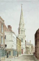 Kościół św. Antoniego, widok od zachodu wzdłuż ulicy Watling, ok. 1850 (wc na papierze)